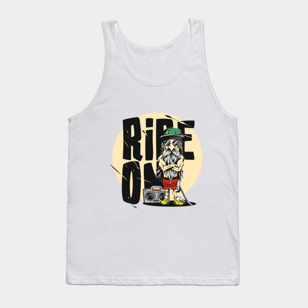 Big Daddy with Radio | Ride On Typography series Tank Top by Whatastory